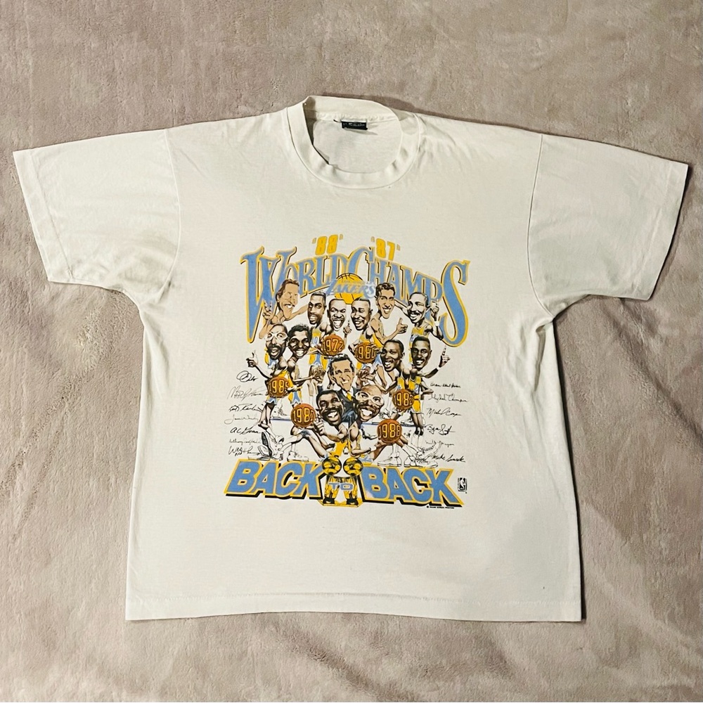 Vintage 1987-88 NBA Los Angeles Lakers Champions T-Shirt White XL